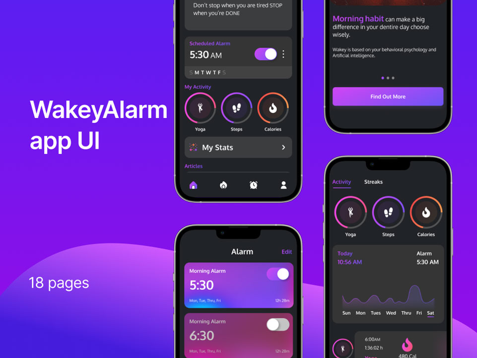 Wakey 闹钟app ui设计 .fig素材