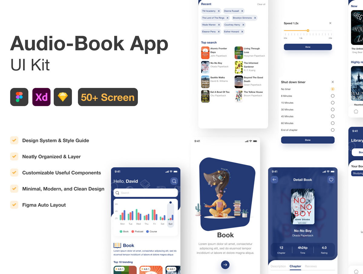 Audio-有声电子书app ui设计素材 .fig素材