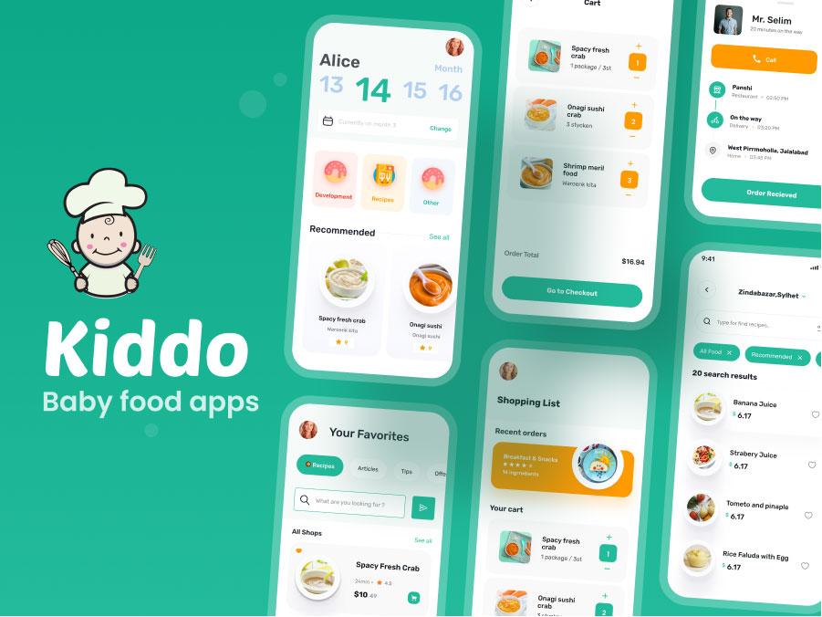 Kiddo 儿童食物app ui设计 .fig素材下载