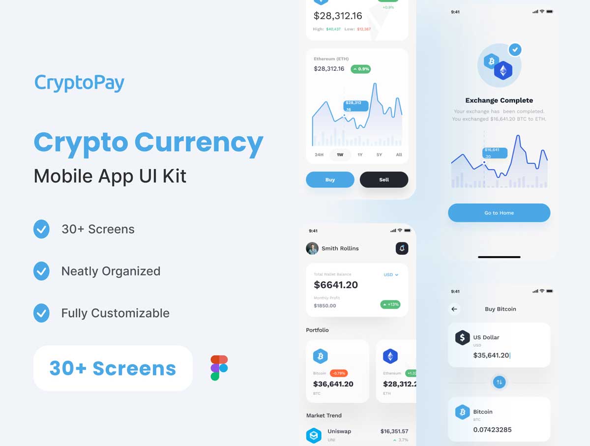 CryptoPay加密钱包app ui设计 .fig素材