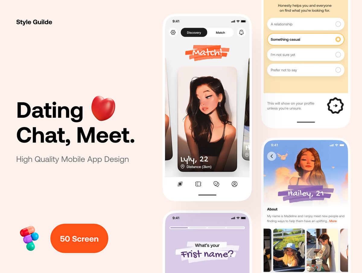 Dating约会app ui设计 .fig素材