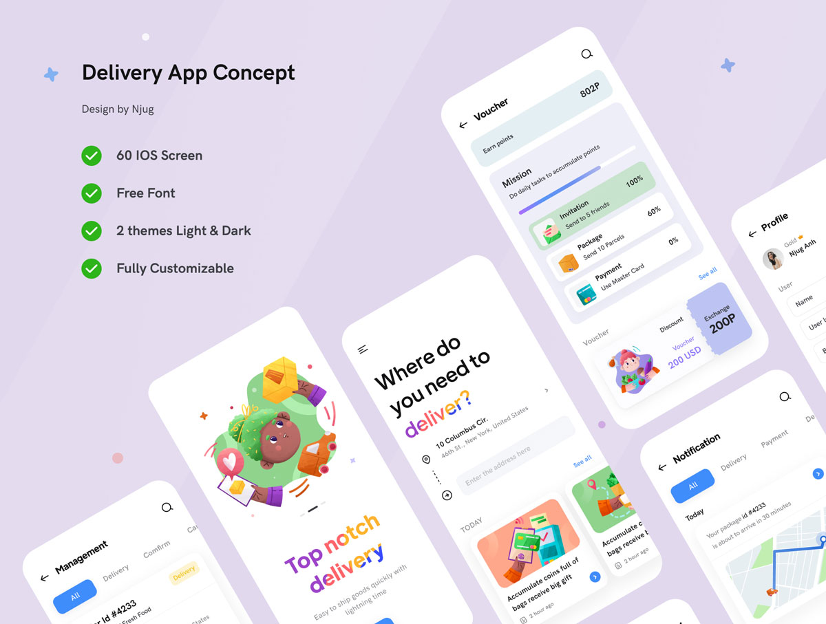 Deliking快递物流app ui设计 .fig素材