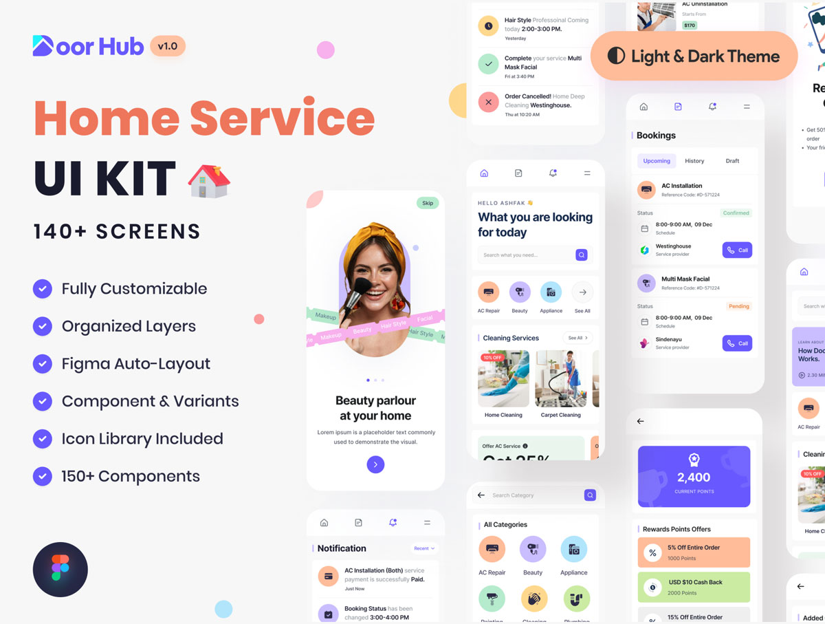 DoorHub 家政服务app ui设计 .fig素材