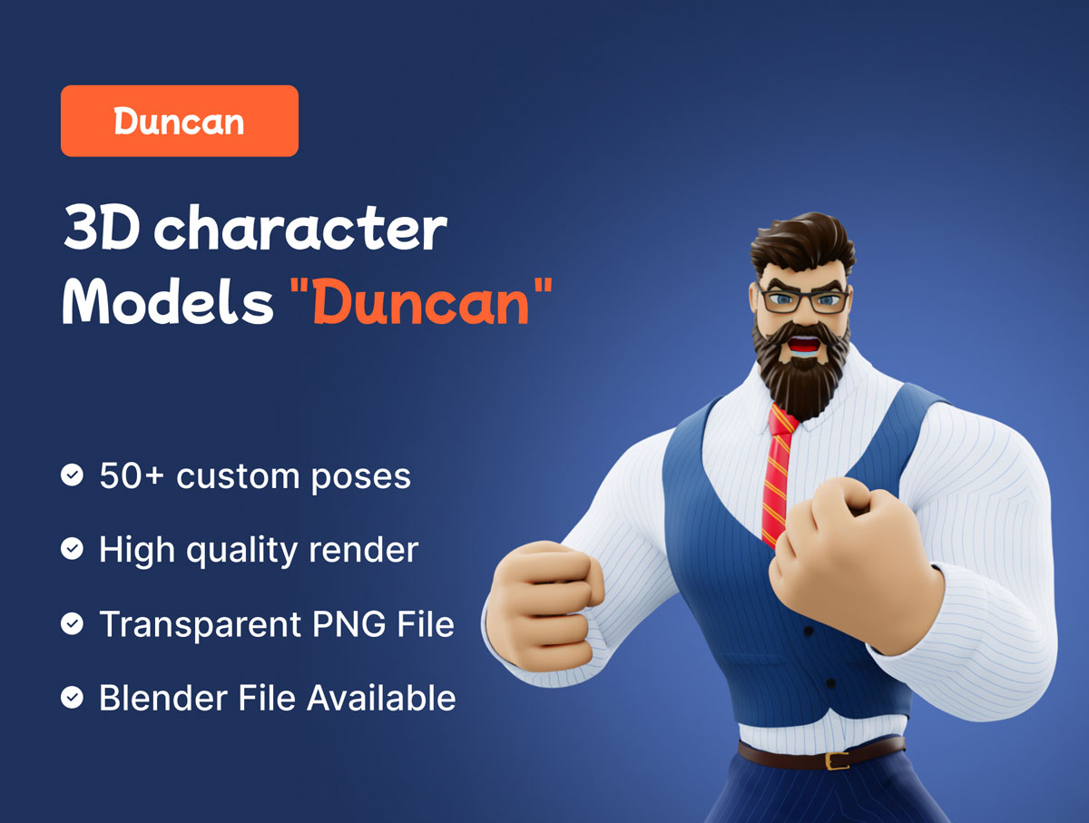 Duncan 3D人物角色模型设计 blend源文件下载
