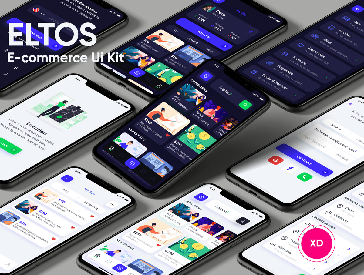Eltos电商app ui设计素材 .xd源文件下载