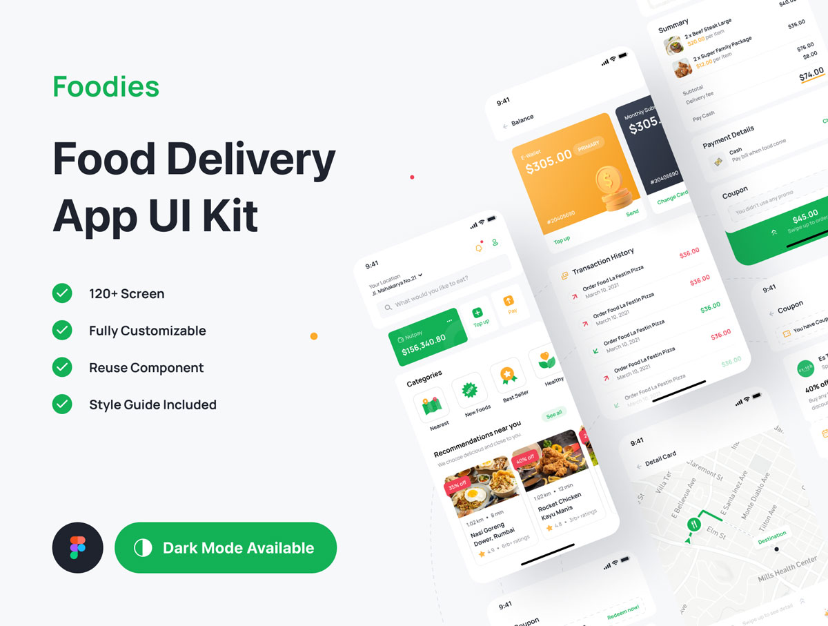 Foodies – 美食外卖app ui设计 .fig素材