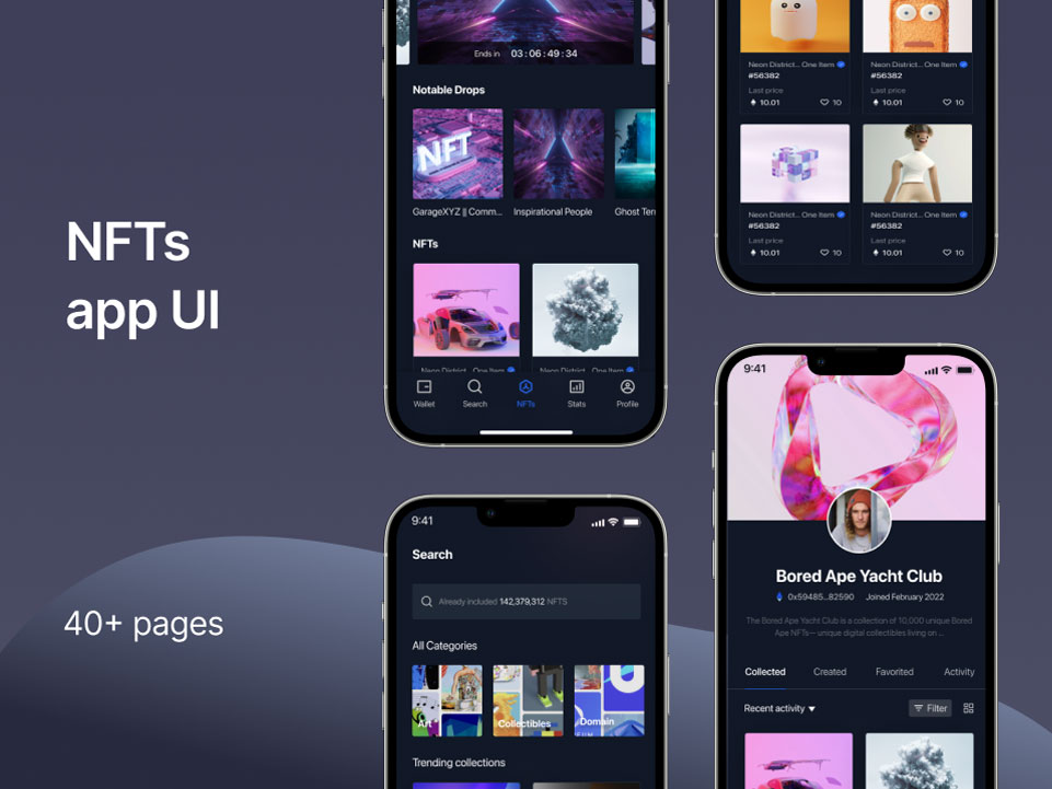 暗调风格NFT数字藏品app ui设计 .fig素材
