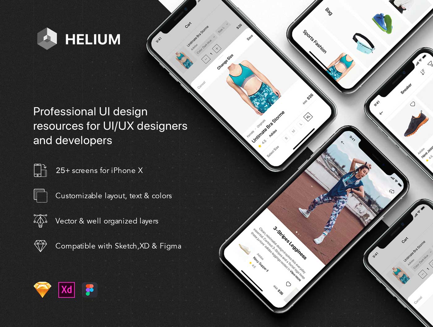 Helium时装电商app ui设计 .fig .xd .sketch素材