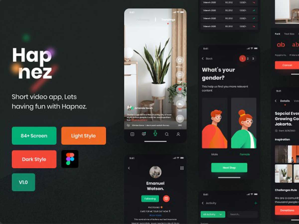Hapnezz短视频app ui设计 .fig素材