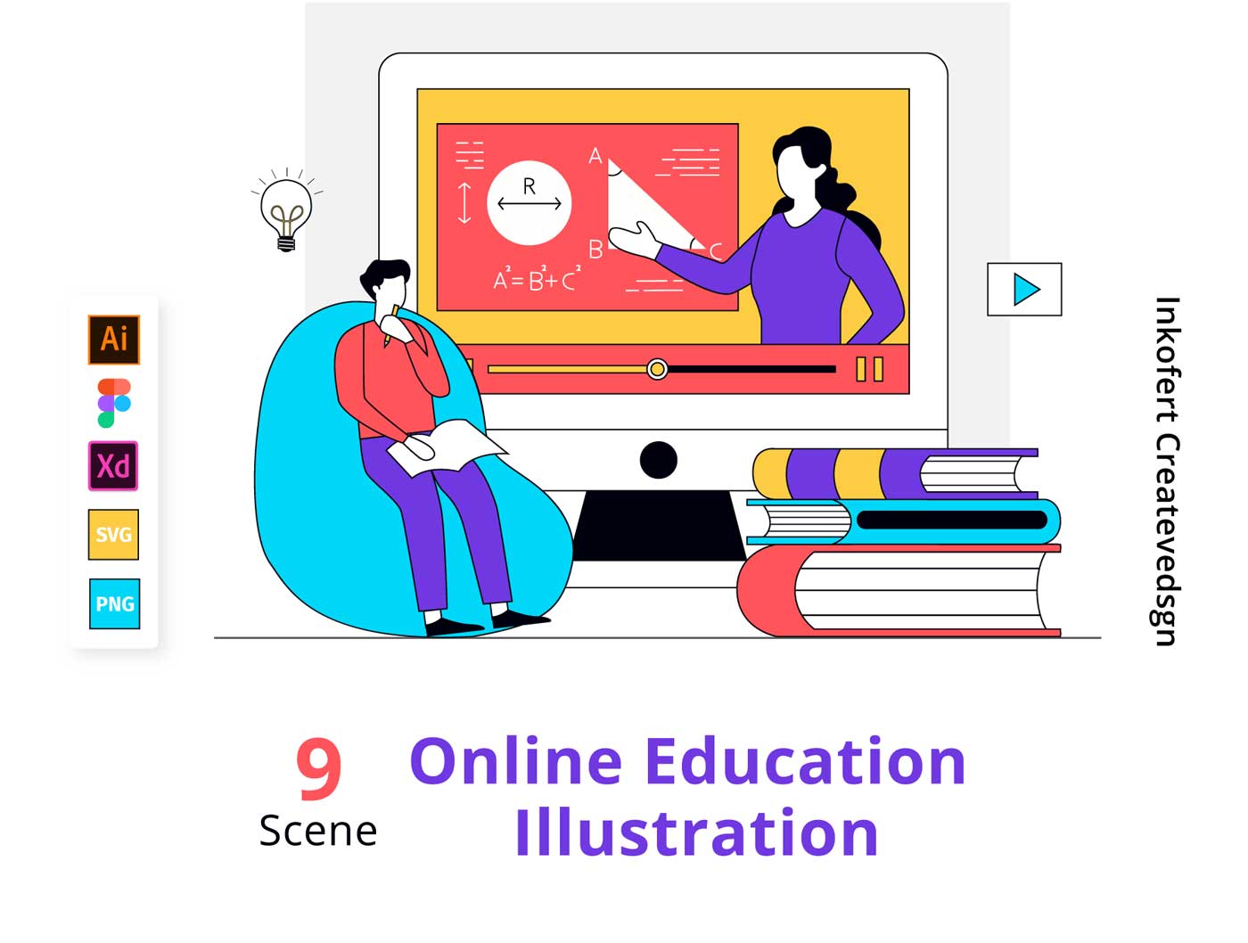 Online Education在线教育插画设计 .fig .xd .ai素材