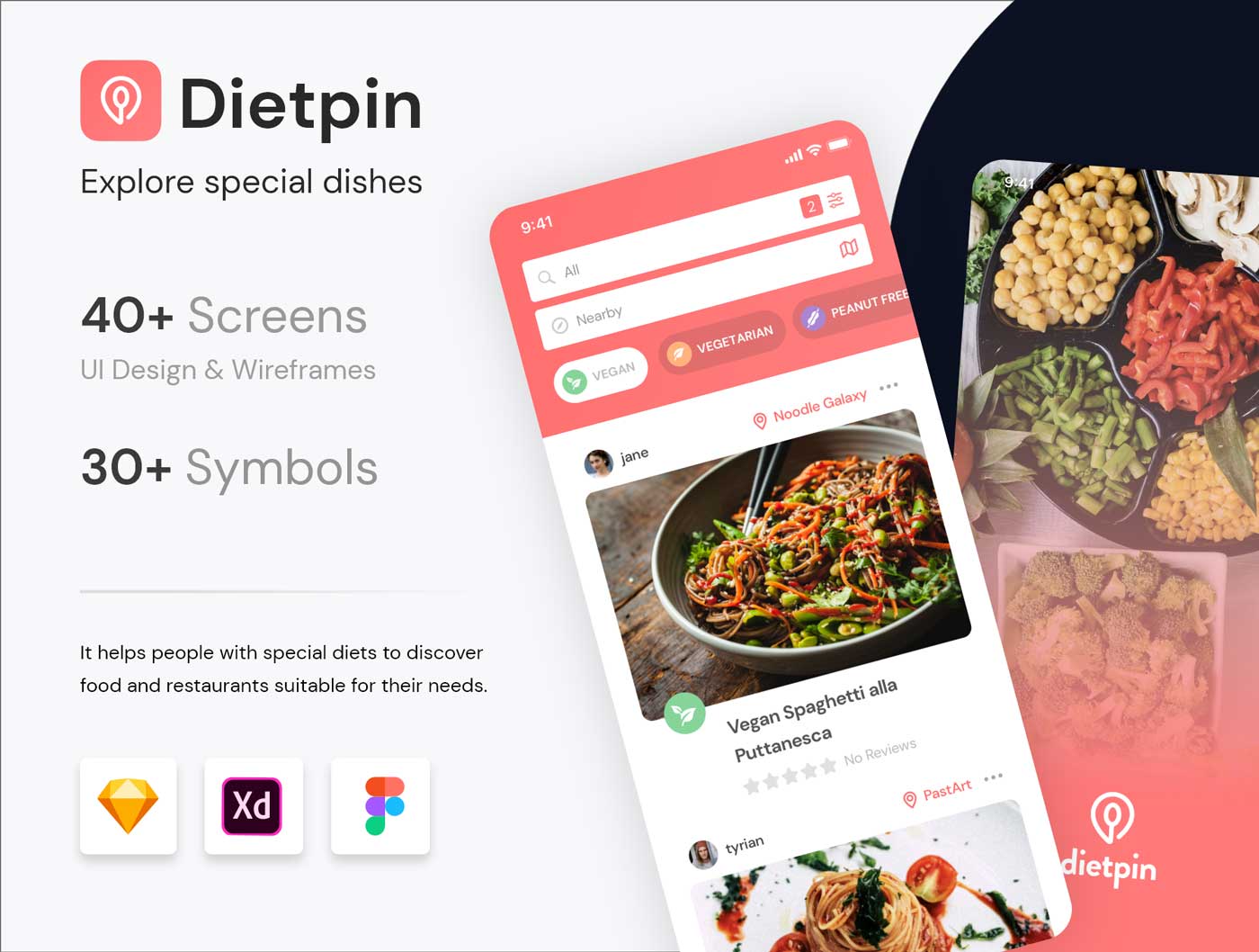 Dietpin美食外卖app ui设计 .fig .xd .sketch素材