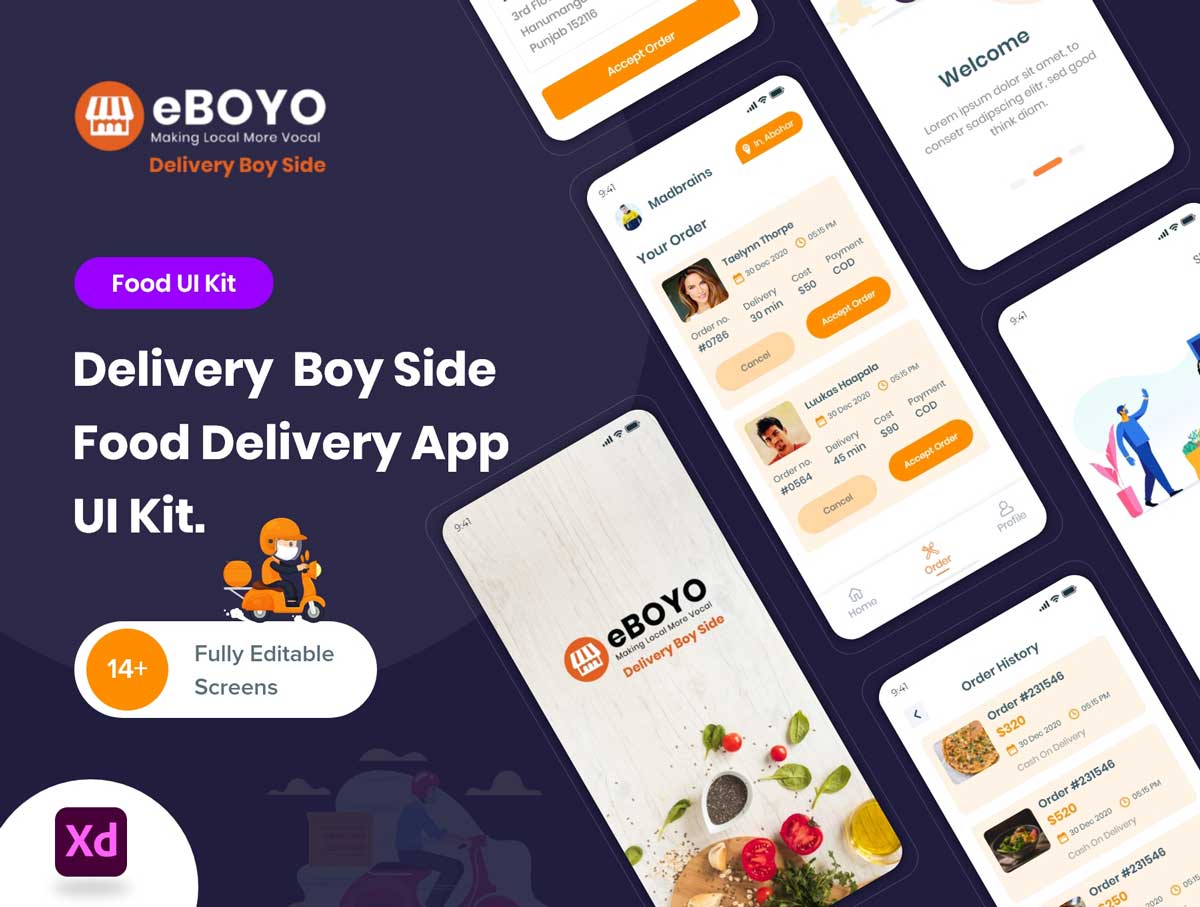 eBOYO Delivery电商外卖app ui设计 .xd素材