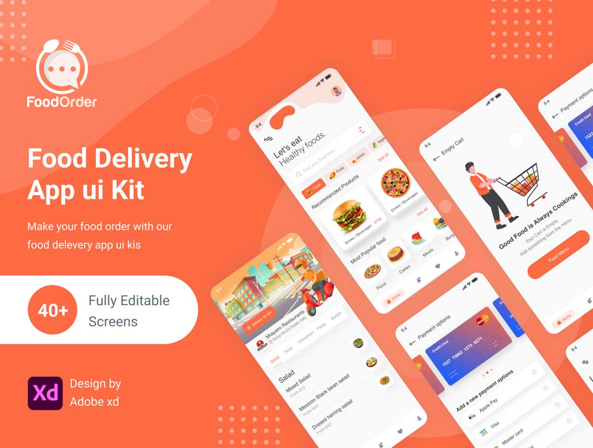 FoodOrder美食外卖app ui设计 .xd素材