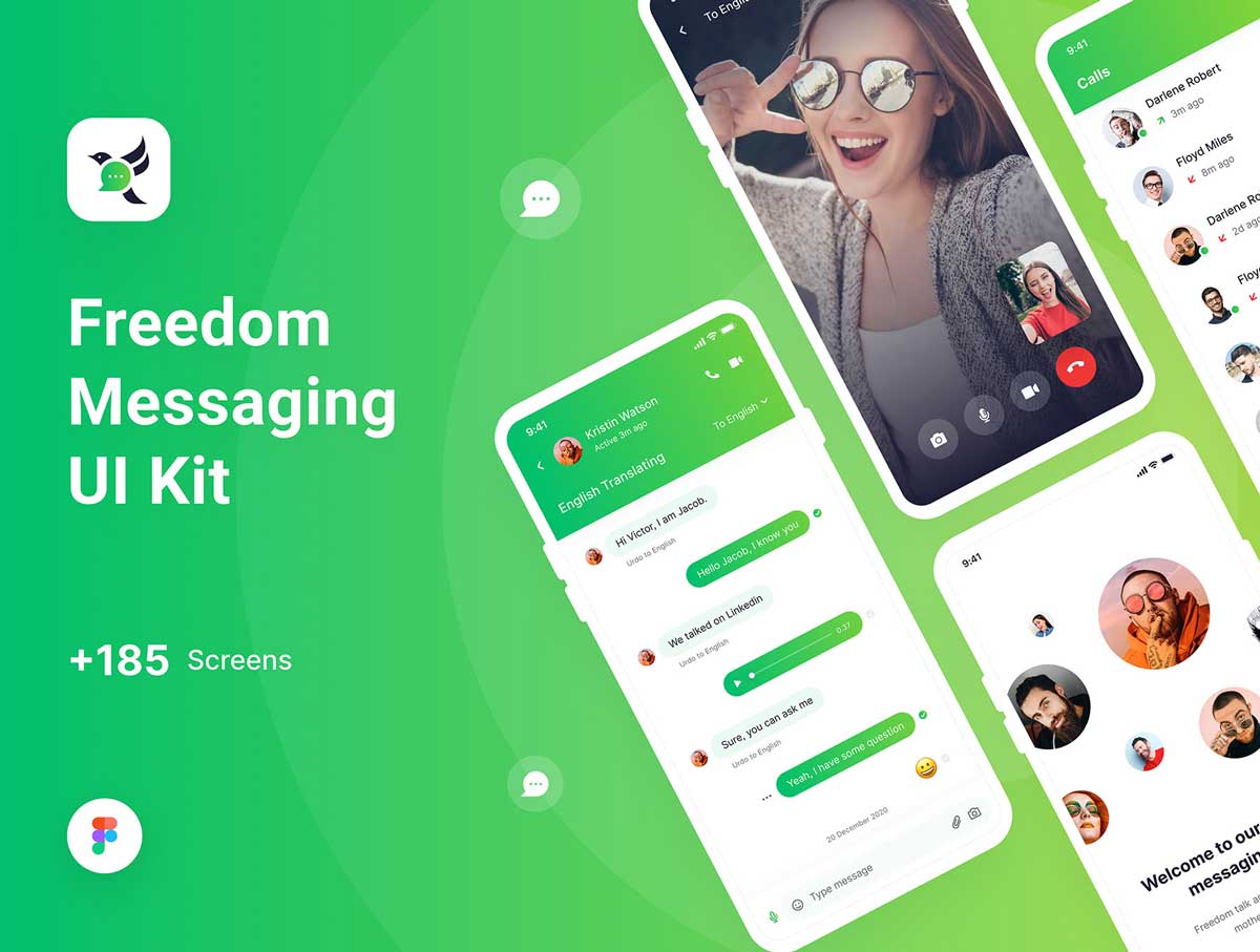 Freedom Messaging社交聊天app ui设计 .fig素材下载