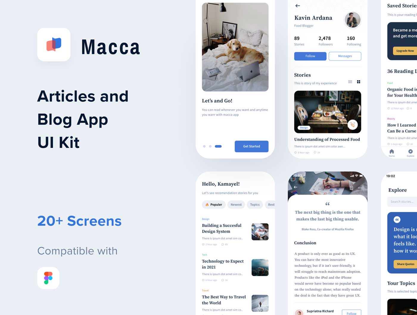 Macca-文章&博客app ui设计 .fig素材下载