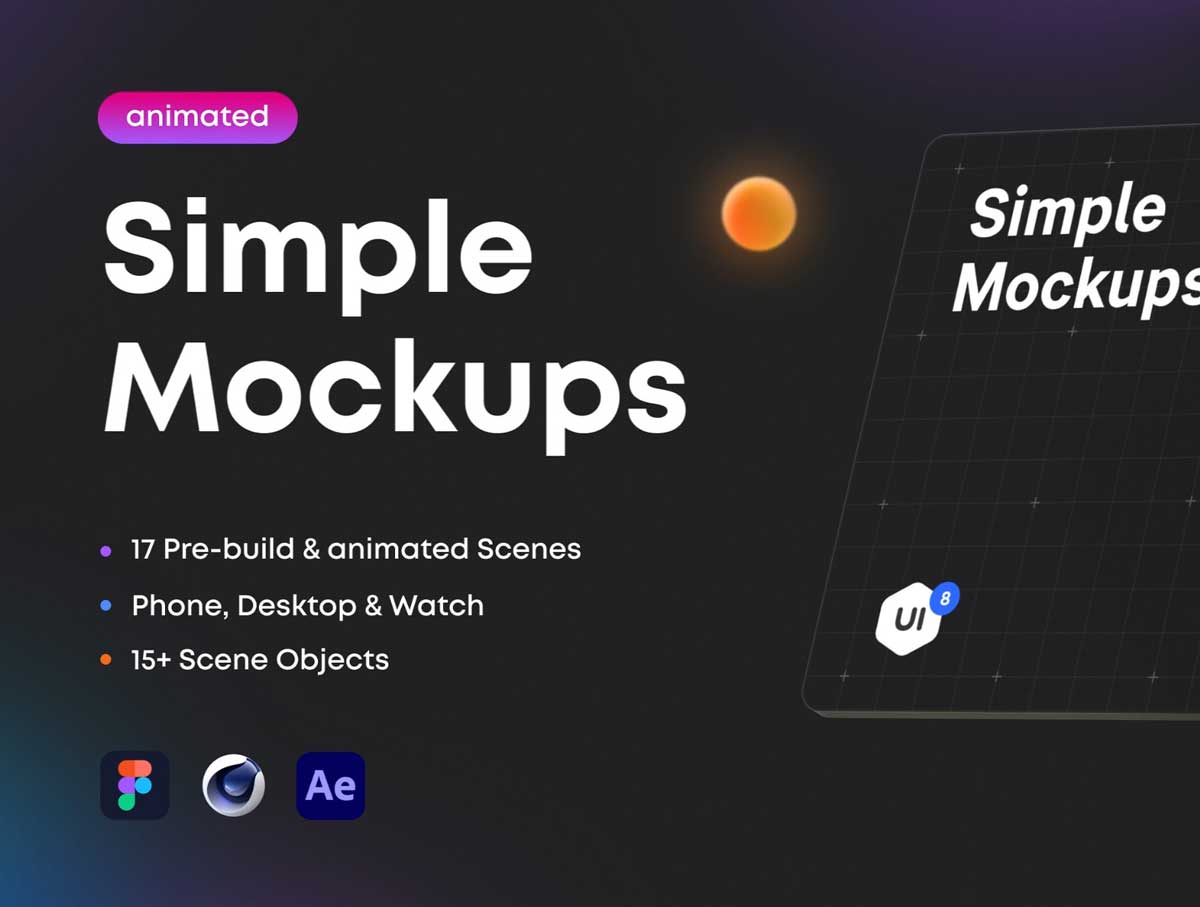 Simple Mockups展示模型设计素材 .xd .c4d .fbx源文件下载