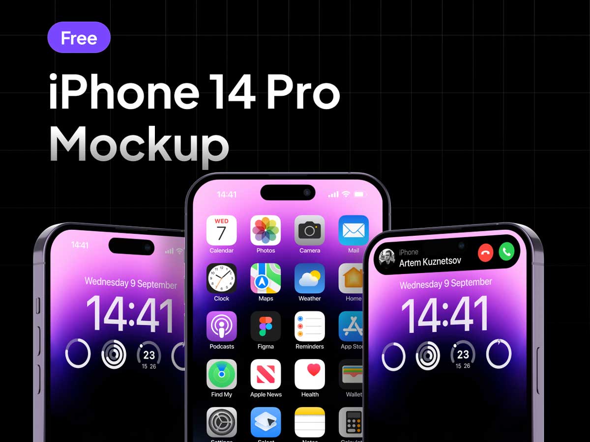 iPhone 14 pro 三个角度样机mockup .fig素材