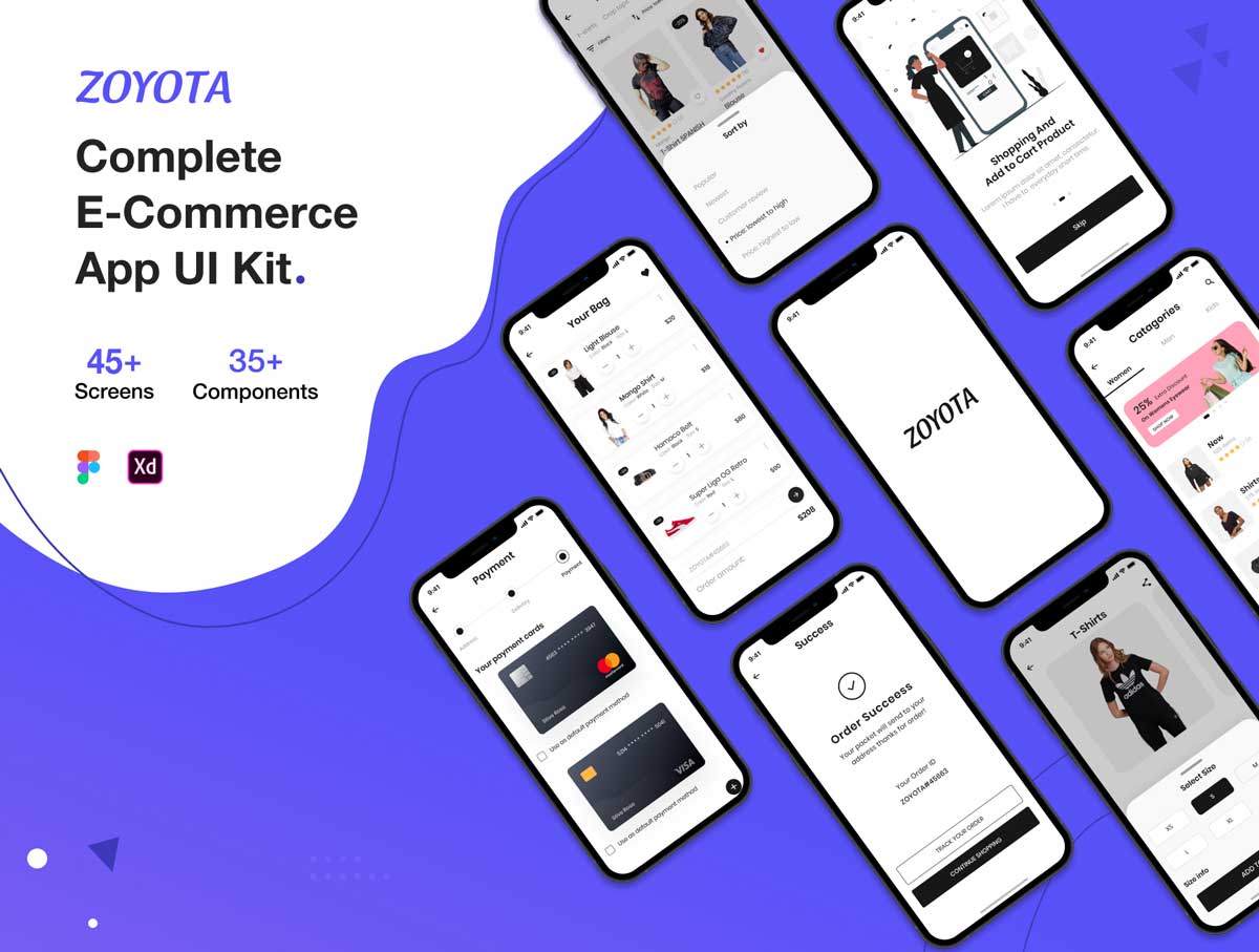 Zoyota电商app ui设计素材 Figma、XD源文件下载