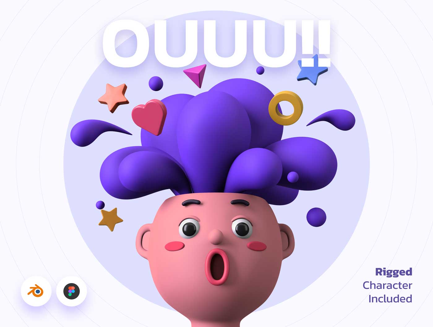 OUUU!!! 3D人物模型设计素材 Blend源文件