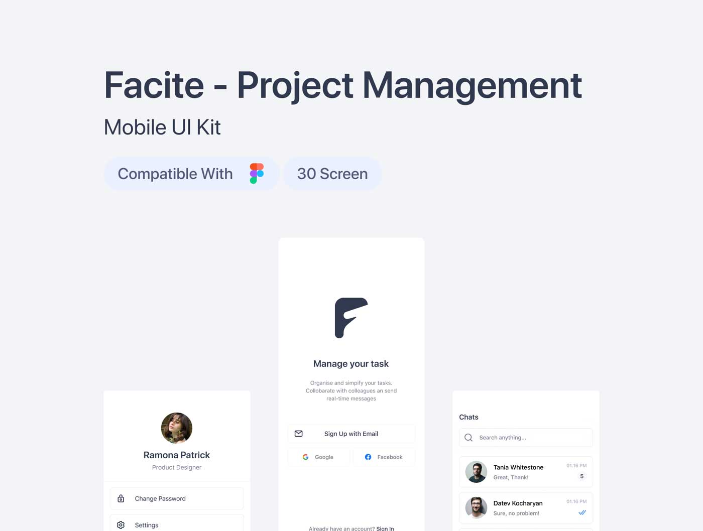 Facite-项目管理app ui设计素材 Figma源文件