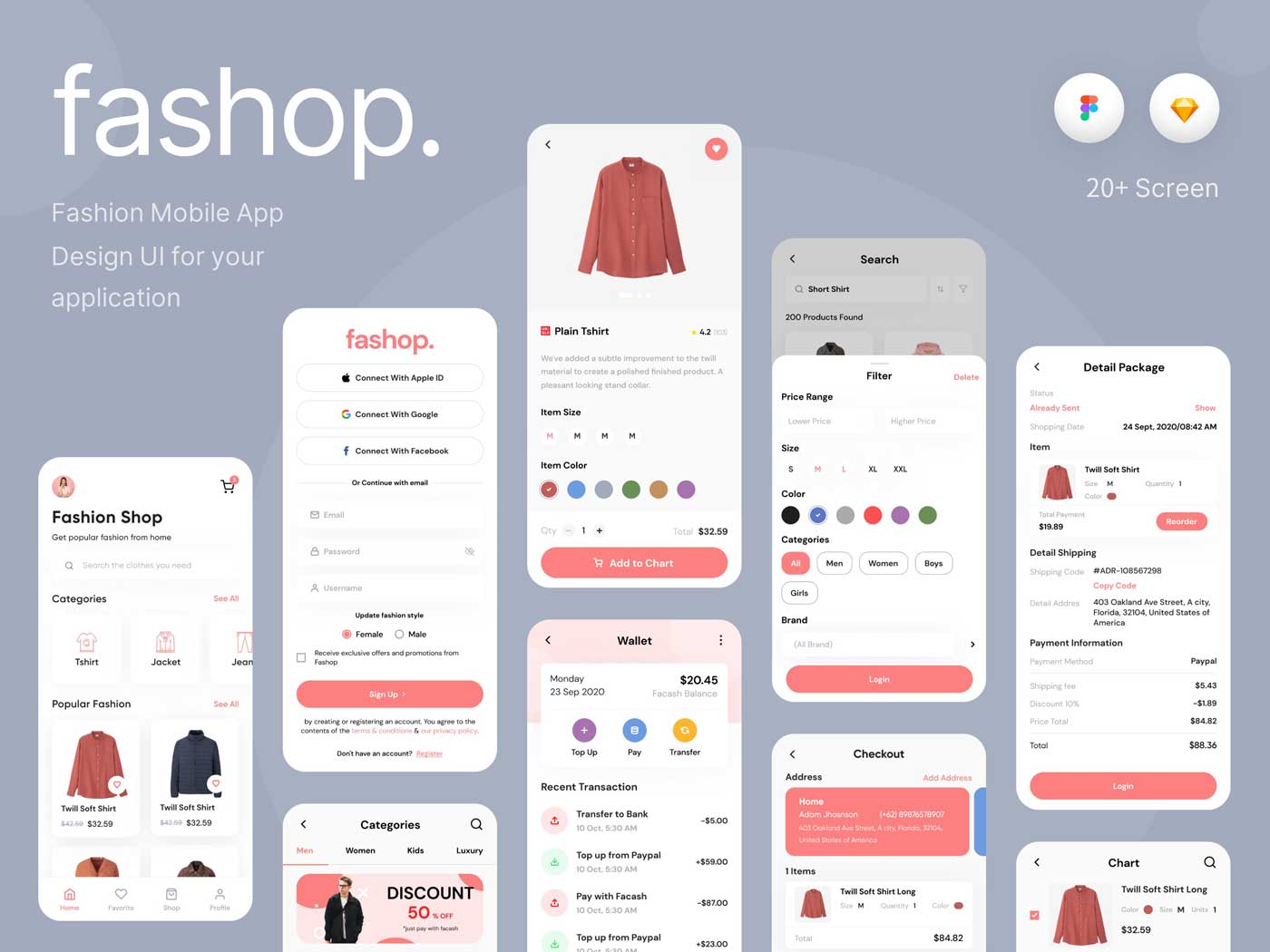 Fashop电商购物app ui设计素材 Figma源文件