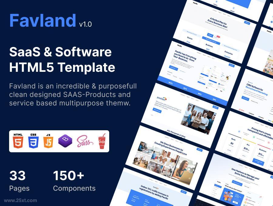 Favland-SaaS & 软件平台响应式网站前端HTML5模板