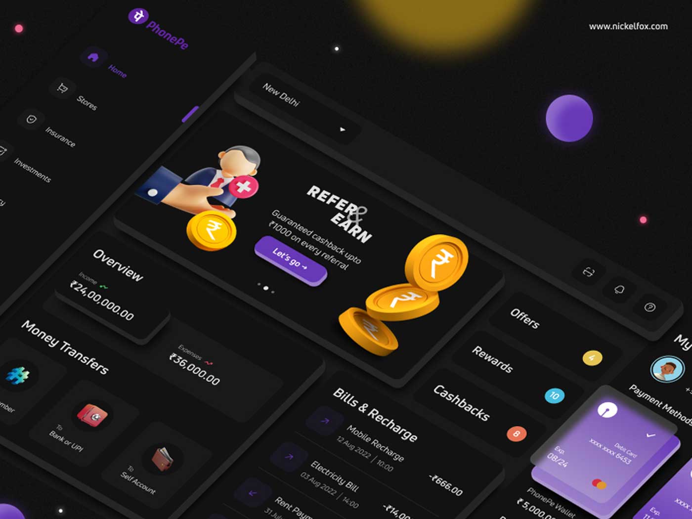 黑色金融仪表盘Dashboard ui设计 Figma素材