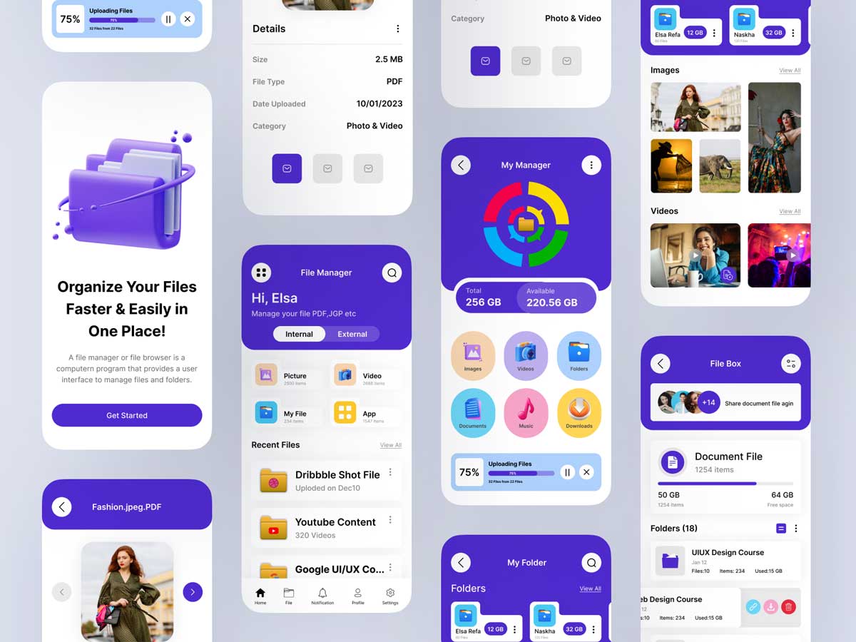 云存储文件管理app ui设计Figma素材