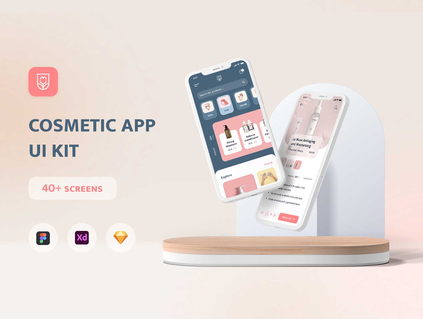 La-Muse化妆品电商app ui界面设计 .fig .xd .sketch素材