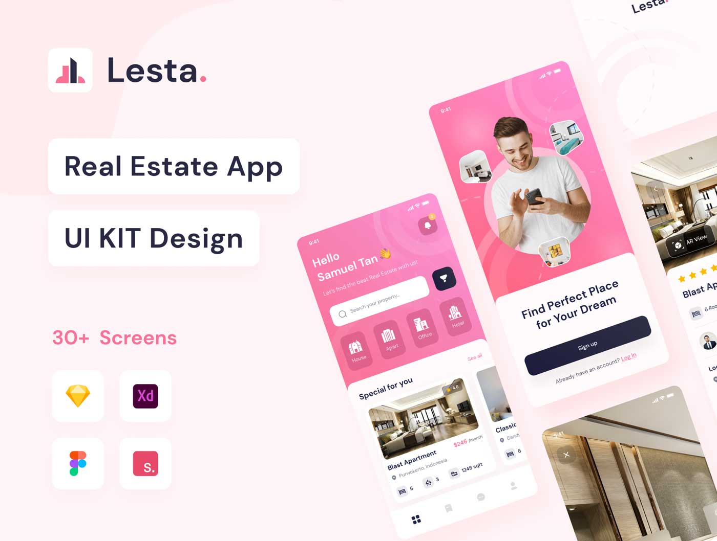 Lesta房屋租赁app ui设计 .fig .xd .sketch .studio素材