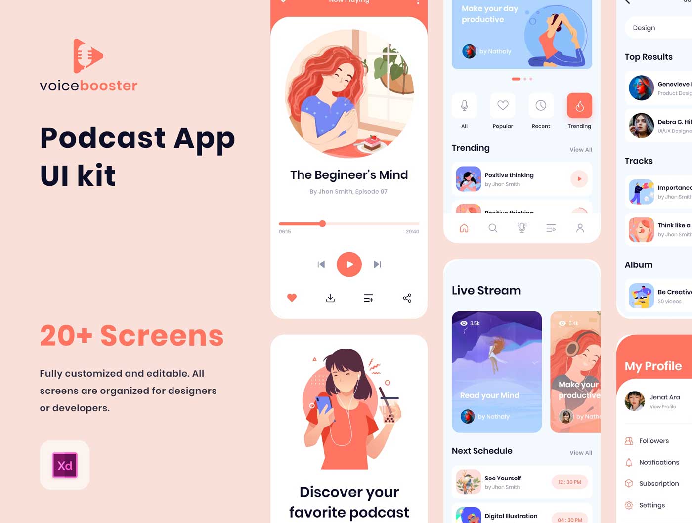 播客app ui设计模板 XD素材