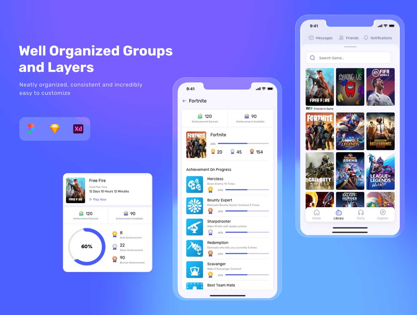 PING-游戏聊天app应用程序用户界设计素材