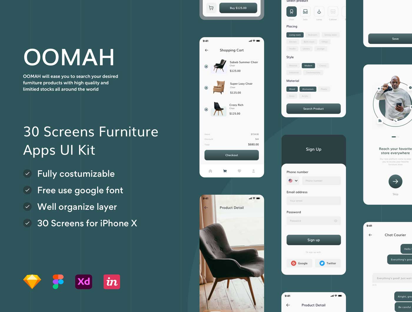 Oomah家具电商app用户界面设计素材