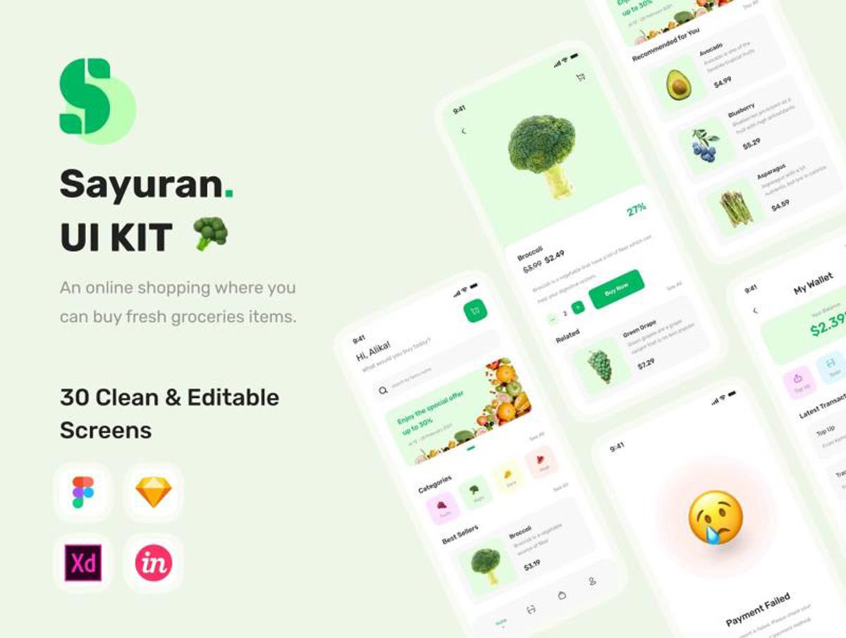 Sayuran生鲜电商app用户界面设计素材