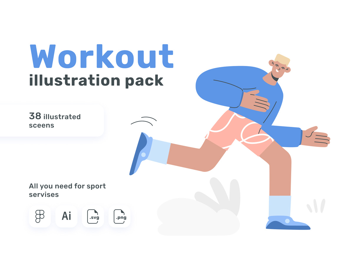 Workout运动健身插画设计素材