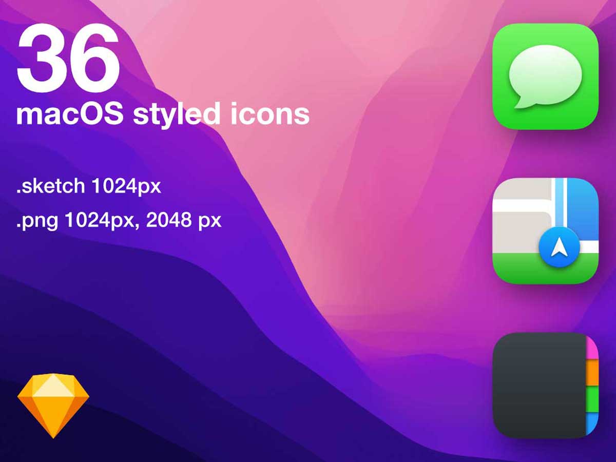 36 macOS 风格图标设计素材36 macOS styled icons