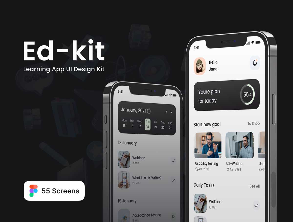 Ed-kit在线学习app ui设计 Figma素材