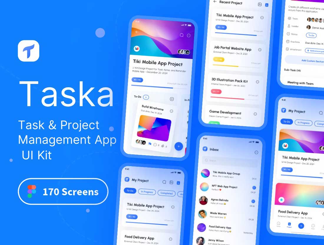 Taska成套任务管理、项目管理应用程序用户界面设计Figma素材