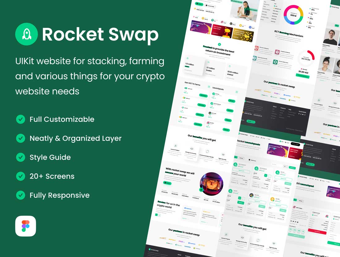 Rocket Swap农业网站、加密货币网站设计Figma素材