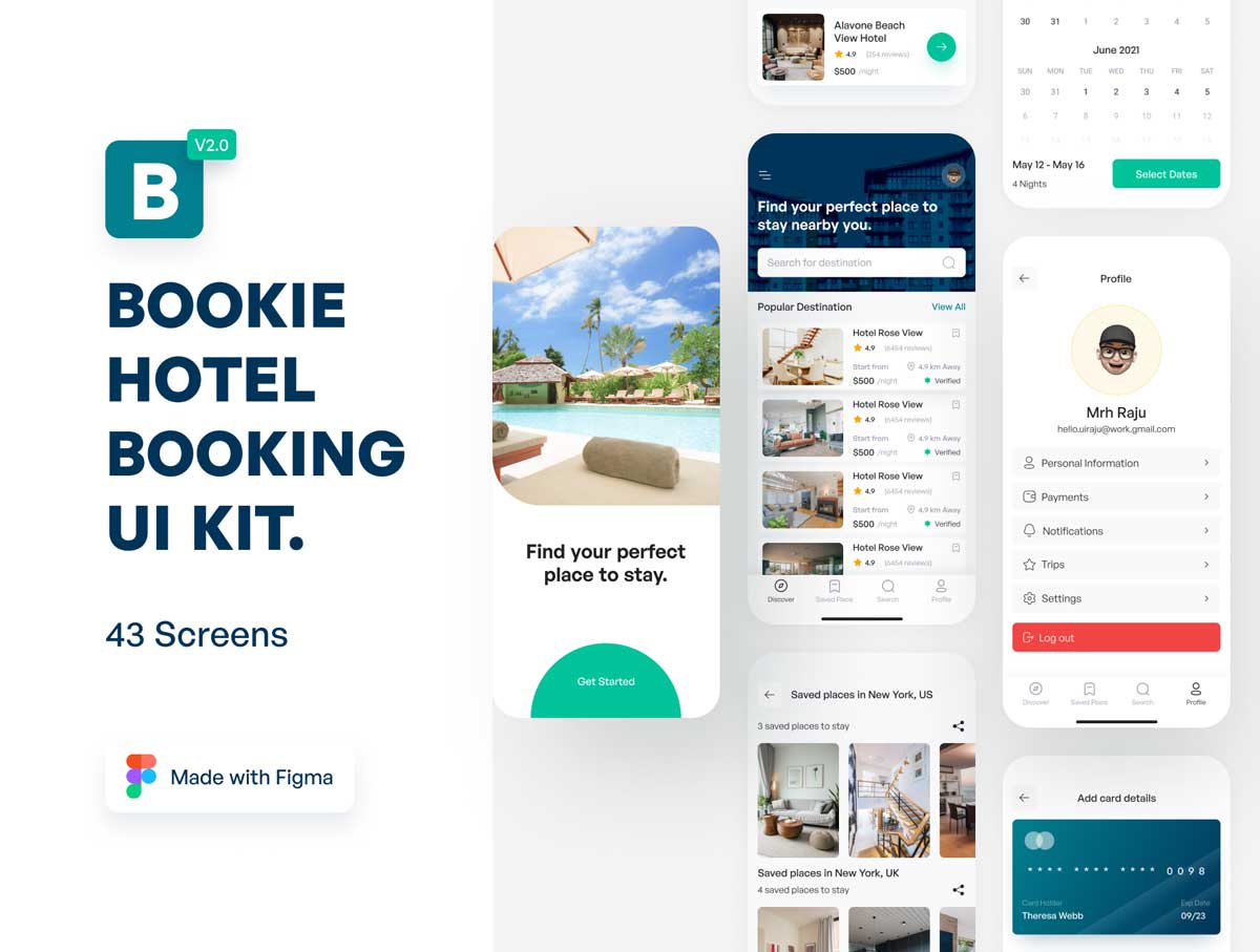 BOOKIE酒店预订app用户界面设计Figma素材
