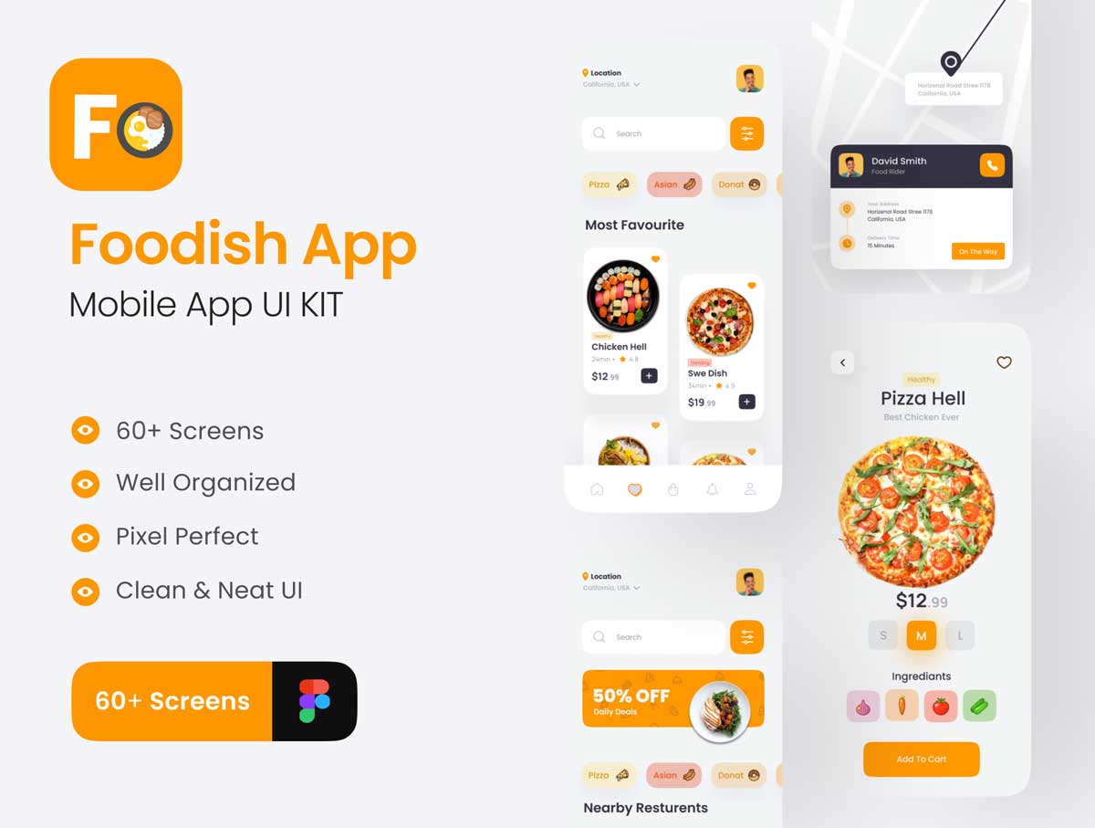 Foodish美食外卖app用户界面设计Figma素材