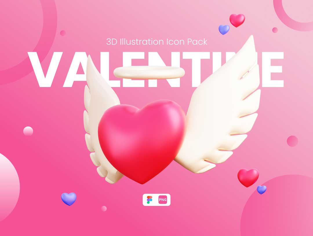Valentine情人节3D插画素材Figma源文件