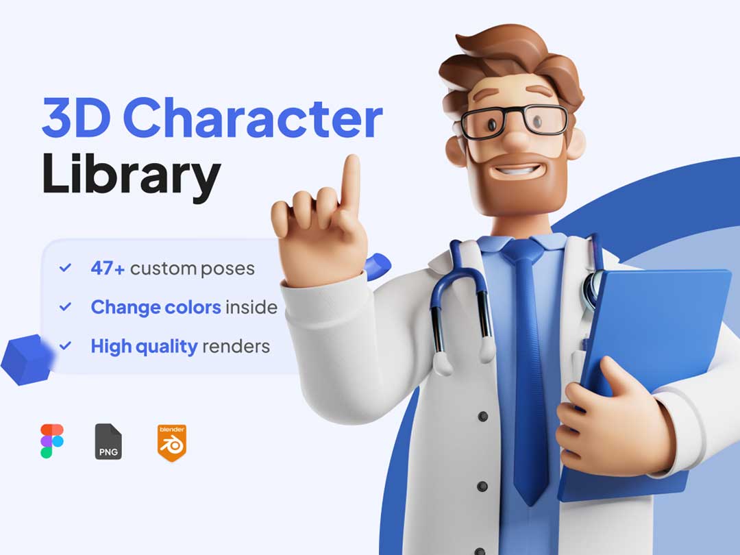 3D医生角色插画设计素材Blender源文件