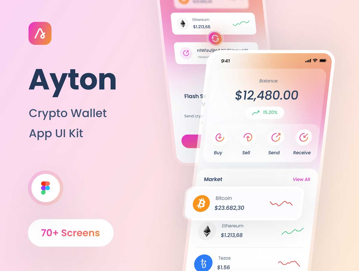Ayton-加密金融钱包app用户界面设计素材