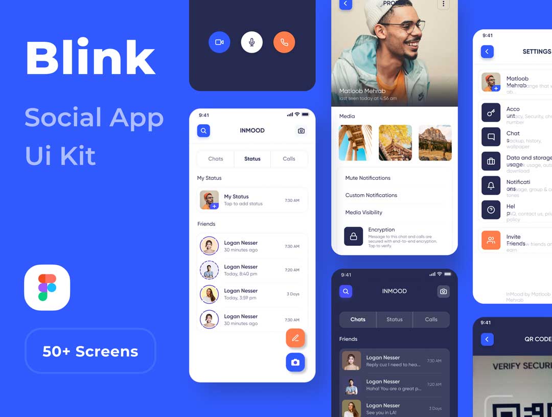 Blink社交聊天应用用户界面设计素材