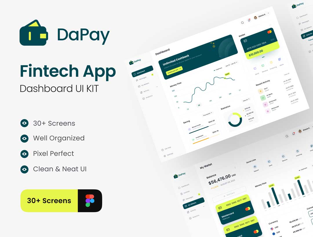 DayPay金融科技仪表盘UI设计素材