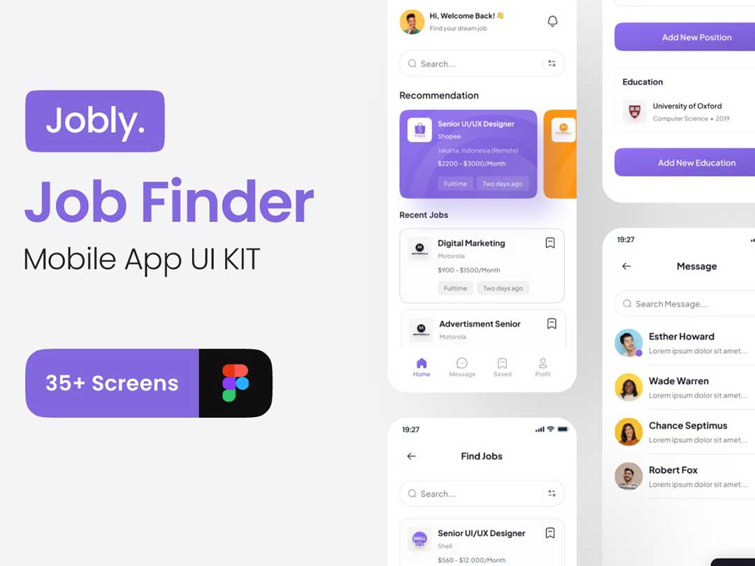 Jobly招聘求职app用户界面设计素材