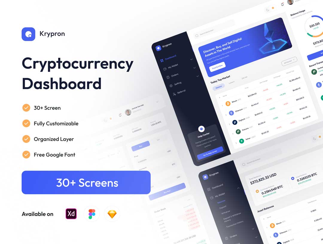 Krypron加密货币仪表盘UI设计素材