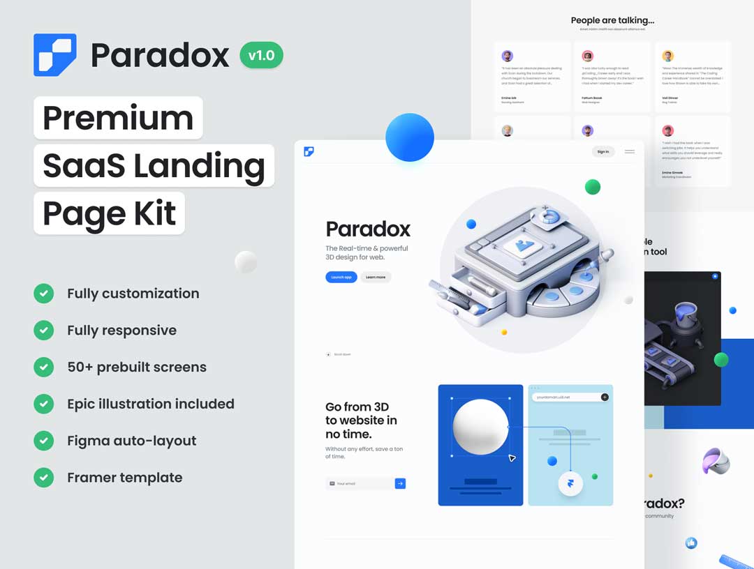 Paradox高级 SaaS 登陆页面套件