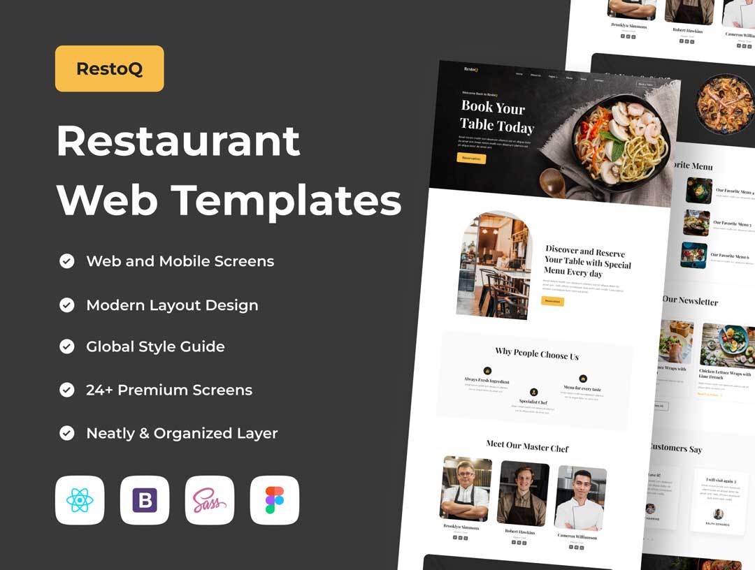 RestoQ现代简约高级餐厅网站设计模板